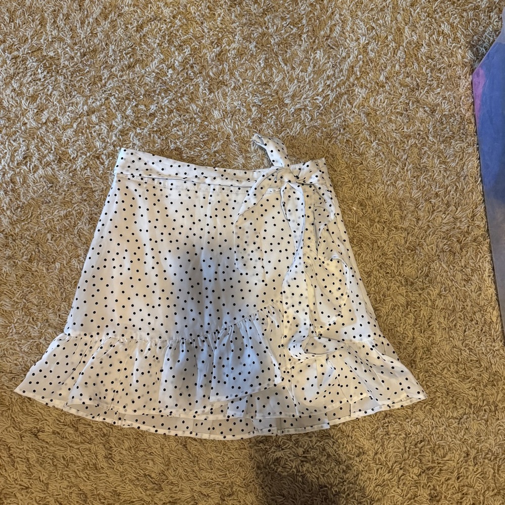 SHEIN White Black polka dot Mini Wrap Skirt